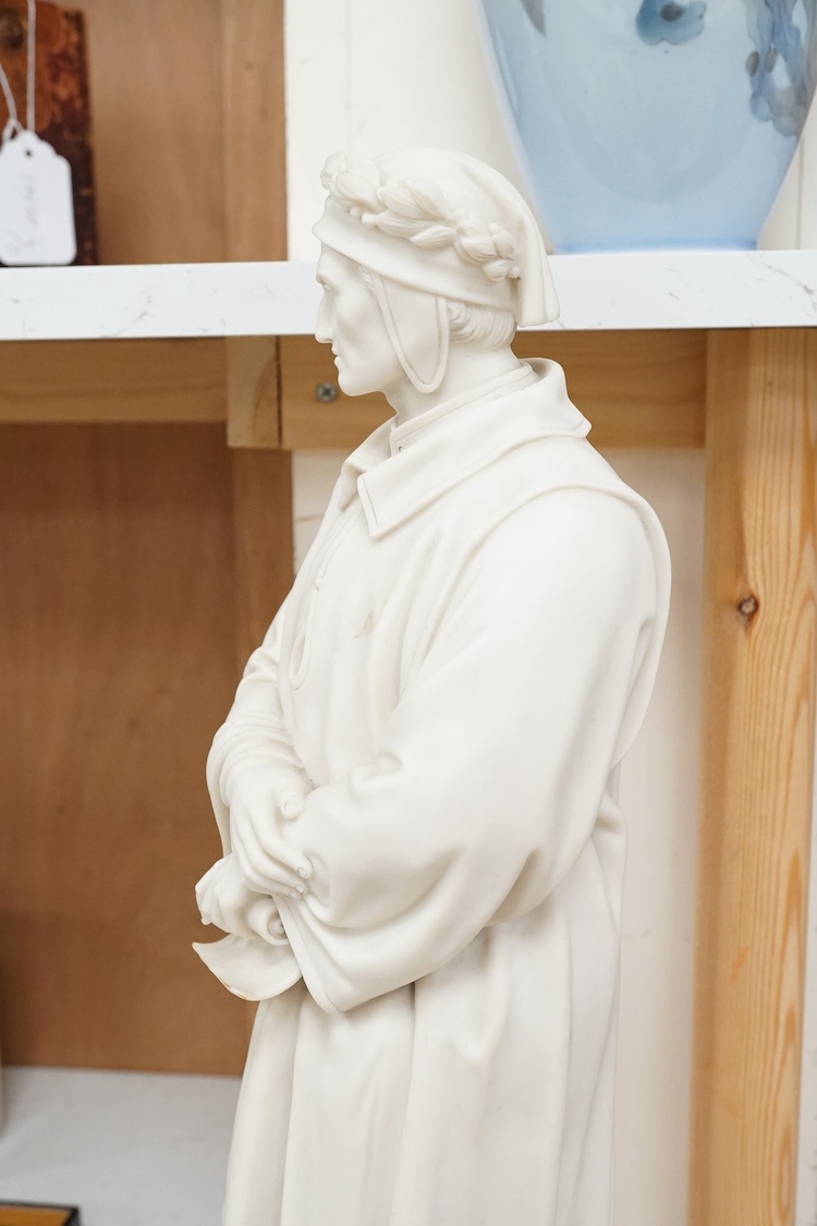 A full length Parian ware study of Dante, 51cm high. Condition - good